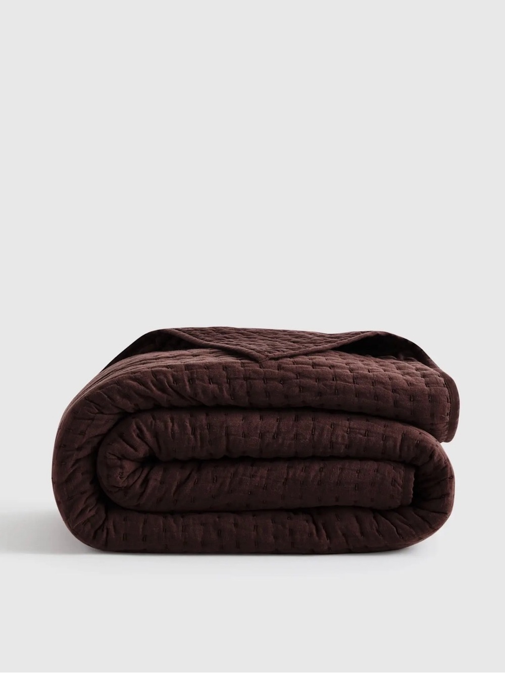 Quince European Linen and Cotton Stitch Quilt in Espresso King/Cal King 854
